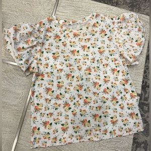 ZARA Short Sleeve Floral Top Size Small